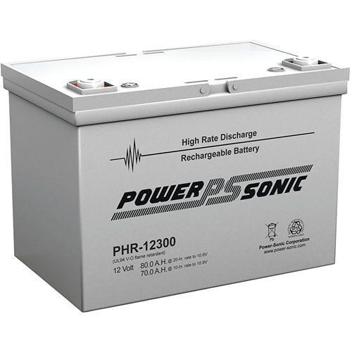Power Sonic PHR-12300 PHR Series 12V, 82Ah High-Rate Rechargeable SLA Battery, T6 Terminals