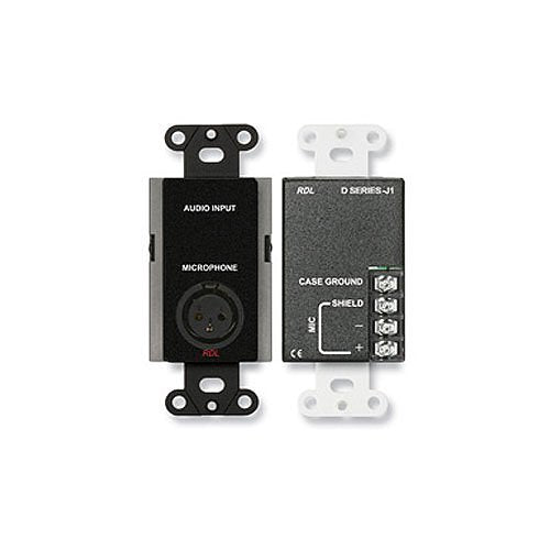 RDL DB-J1 Microphone Input Assembly, Wall-Mounted, XLR Input Connector with Gold Contacts, Black Image of RL-DBJ1