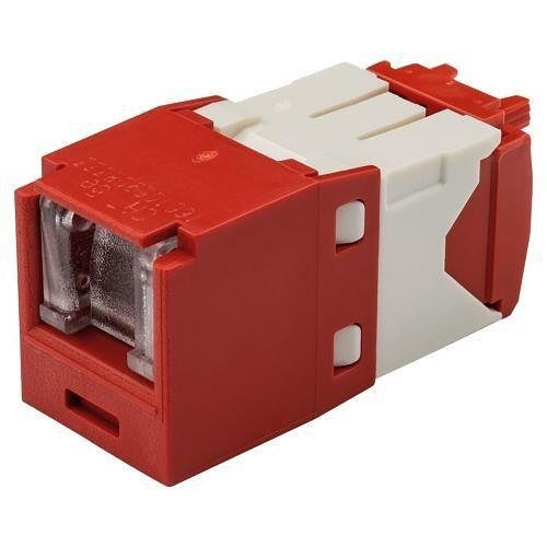 Panduit CJH5E88TGRD Mini-Com CAT5e UTP RJ45 Spring-Shuttered TG Jack Module, Red