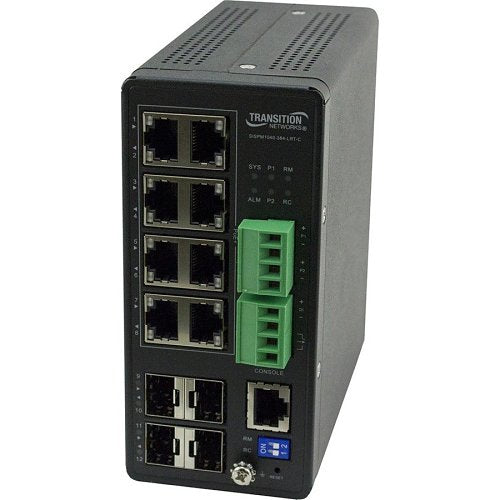 Lantronix SISPM1040-384-LRT-C Managed Hardened Gigabit Ethernet PoE+ Switch8-10/100/1000Base-T PoE+ Ports and 4-100/1000Base-X SFP Slots