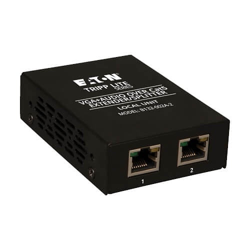 Eaton Tripp Lite B132-002A-2 2-Port VGA Over CAT5/6 Splitter/Extender, Box-Style Transmitter for Video/Audio, up to 1000' (305 m), TAA