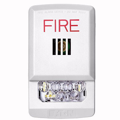 Eaton ELHSW Wheelock Eluxa LED Horn Strobe, Wall, FIRE Lettering, 24V, 15/30/75/110/135/185 cd, Indoor, White