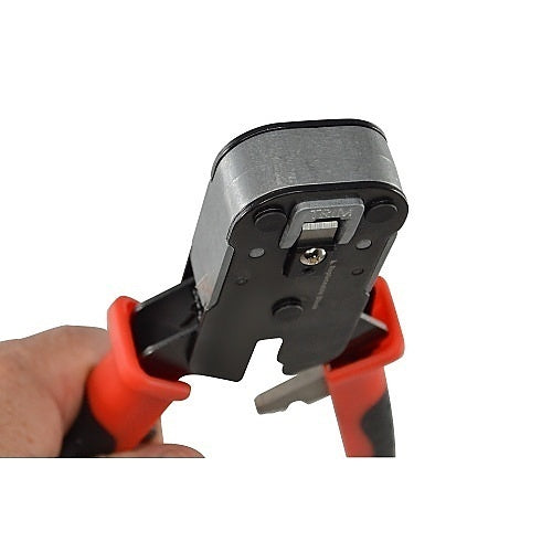 Simply45 S45-C100 Heavy Duty Ratcheted Crimper for Pass Through Cat5e and Cat6 RJ45 Plugs and Boots