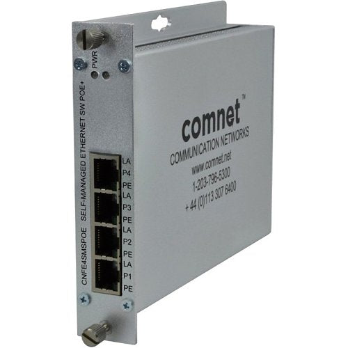 ComNet CNFE4SMSPOE 4 Port 10/100Mbps Ethernet Self-Managed Switch with Poe+, up to 100m (328\') Image of C4-CNFE4SMSP