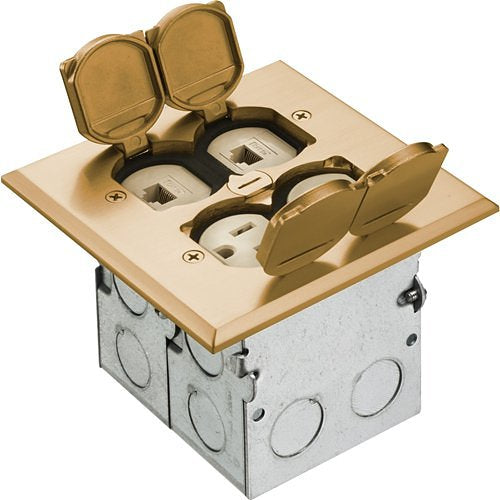 Arlington Combo Floor Box Kit with Installed Low Voltage Divider Image of 9N-FLB5552MB