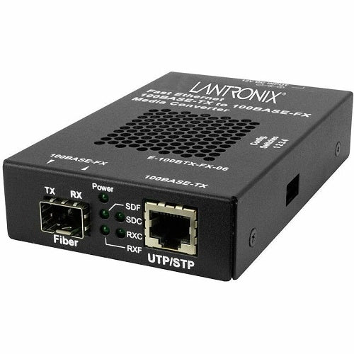 Lantronix E-100BTX-FX-06(SFP)-JP Media Converter, 100BASE-TX RJ-45 to 100BASE-FX Transmitter with Open SFP Slot