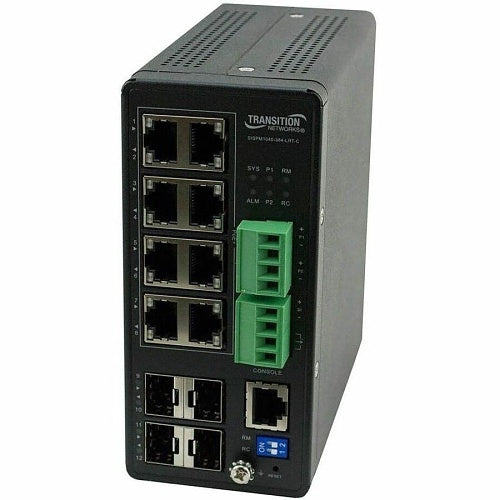 Lantronix SISPM1040-384-LRT-C Managed Hardened Gigabit Ethernet PoE+ Switch8-10/100/1000Base-T PoE+ Ports and 4-100/1000Base-X SFP Slots