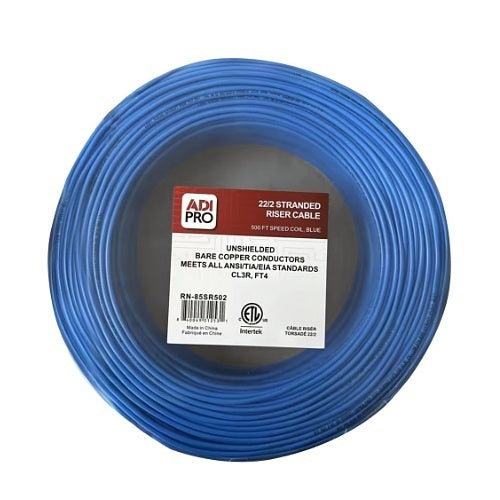 ADI PRO RN-85SR502 22/2 Stranded Riser Unshielded Cable, CL3R 500\' Speed Coil, Blue