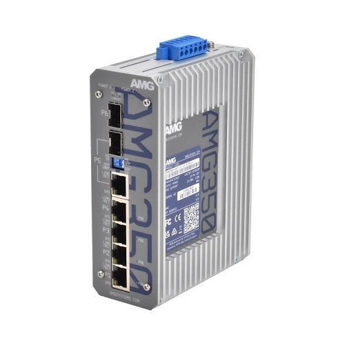 AMG Systems AMG350-4GAT-1C-1S-P120-LV AMG350 Series Industrial 6-Port Unmanaged PoE Switch, 4 x 10/100/1000Base-T(x) RJ45 Ports, 12-48VDC Power Input with Voltage Booster