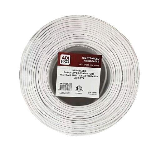 ADI PRO RN-9035501 18/2 Stranded Riser Unshielded Cable, CL3R, 500\' Speed Coil, White