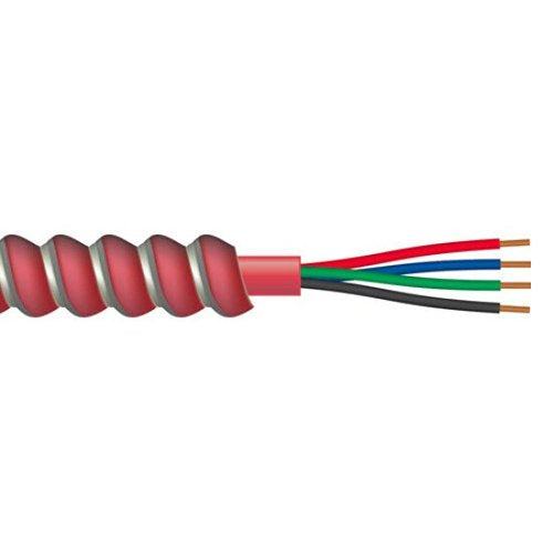 Componetics 334-0316 16/3 Solid BC Unshielded Non-Plenum Armored Fire Alarm Cable, CSA FT4, 1000' Reel, Red