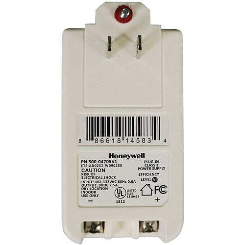 Honeywell Home 300-04705V1 2-Prong 9VDC, 2.5A, Plug-in Power Supply Transformer for LYNX and LYRIC Controller