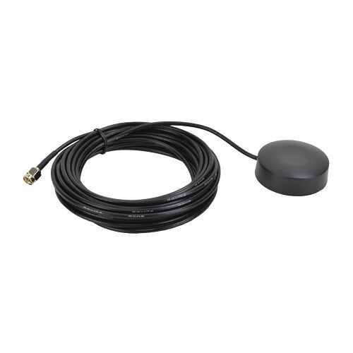 AMG Systems AMGANT-G1-ODA2.5-5B 360° Omni-Directional Antenna, 1x GNSS 2.5dBi Gain SMA-Type Male Connector, IP65, Window Mount with Double Sided Adhesive Pad, 5m (16\') RG174 Cable, Black