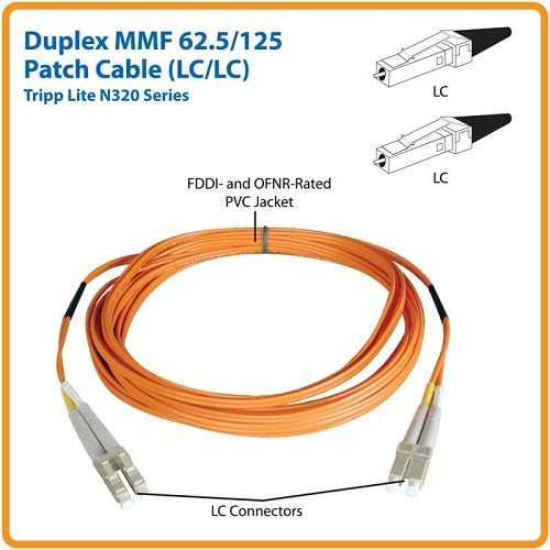 Tripp Lite N320-01M Duplex Multimode 62.5/125 Fiber Patch Cable, LC/LC, 1m (3\')