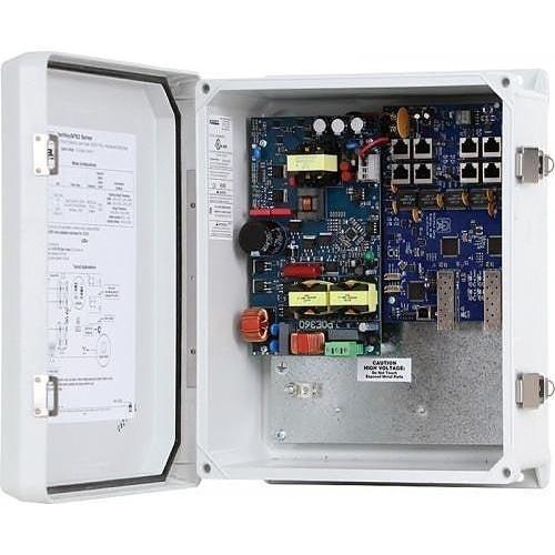 Altronix NETWAYSP8WP37 Dual Fiber Optic SFP 1G Link, 8-Port PoE+ Switch and Power Supply with IP66 Outdoor Enclosure, 277VAC Input, NEMA4/4X
