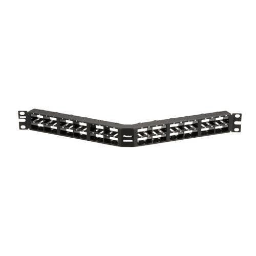 Panduit CPPA48HDWBLY Mini-Com 48-Port Angled High Density Modular Patch Panel, 1RU, Black