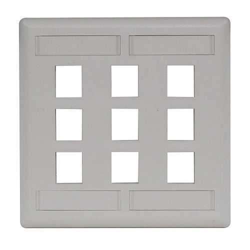Hubbell IFP29OW Wallplate Flush 2-Gang 9-Port Keystone Plate for Wall Installation