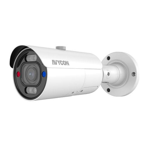 AVYCON AVC-NDB51M 5MP Bullet IP Camera with Active Deterrence, 2.8-12mm Motorized Varifocal Lens, H.265, White
