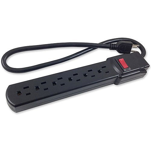 Comprehensive CPWR-SP6-3B 6-Outlet Surge Protector with 3\' Power Cord, Black Image of RH-CPWRSP63B