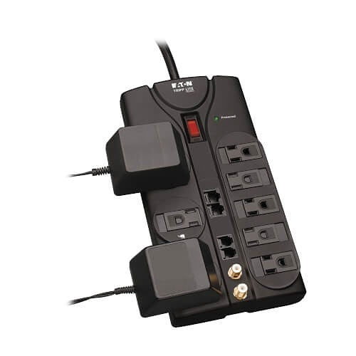 Tripp Lite TLP810NET Protect It! 8-Outlet Surge Protector, 10\' Cord, 3240 Joules, Modem/Coax/Ethernet Protection, RJ45