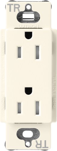 Lutron SCRS-15-TR-BI Claro 15A Tamper-Resistant Duplex Receptacle, Decorator-Style Outlet, Satin Finish, Biscuit
