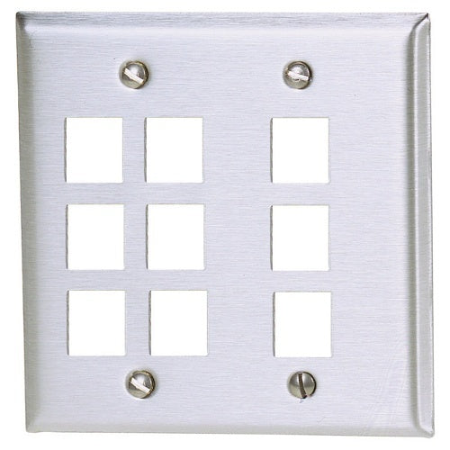 Hubbell SSF209 2-Gang Stainless Steel Wall Plate with 9 Ports