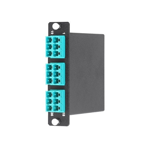 Hubbell OCCSM34 LGX Max Series CS Cassette, 36 Port, 18 Duplex CS to 3 MTP, OM3/OM4, Aqua