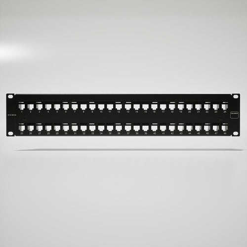 Siemon UPN-F2-48E-RS UltraMAX Patch Panel, UTP, 2U RS, Detachable Wire Manager (Each), 48-Opening, Black