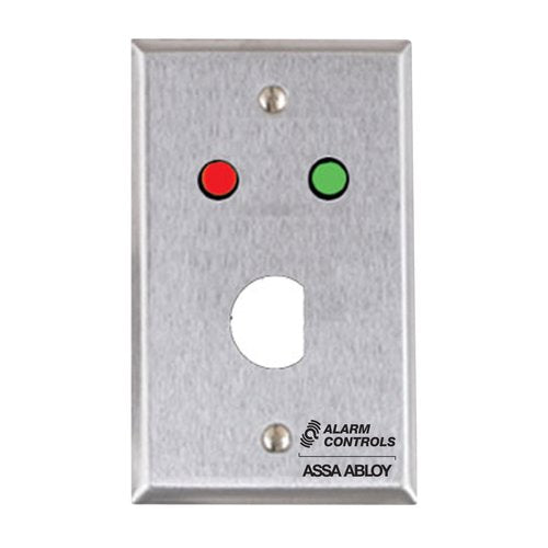 Alarm Controls RP-07 Remote Wall Plate with \\"D\\" Hole for Ace Lock, 1/4\\" Red LED, Single Gang, Stainless Steel
