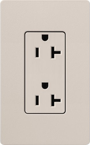 Lutron SCR-20-TP Claro 20A Duplex Receptacle, Decorator-Style Outlet, Satin Finish, Taupe