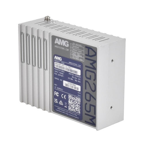 AMG Systems AMG265M-1GAT-1S-P30-T AMG265M Series Industrial Multirate Mini PoE Media Converter, 1 x 10/100/1000Base-T(x) RJ45 Port, 1 x 100/1000Base-Fx SFP Port