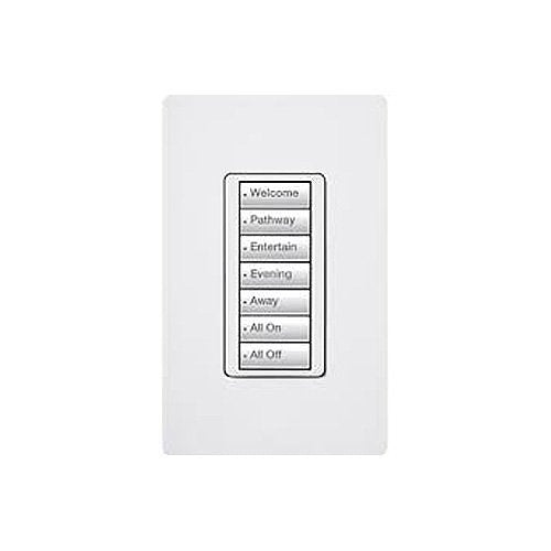 Lutron RRD-W7B-WH Wall-Mount Designer Keypad, 7-Button, White