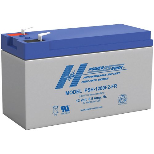 Power Sonic PSH-1280 F2 FR PSH Series 12V, 8.5Ah High-Rate Flame Retardant Rechargeable SLA Battery, F2 Terminals