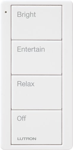 Lutron PJ2-4B-GWH-P03 4-Button, Scene Keypad, Pico Smart Remote, with Any Room Text Engraving, White