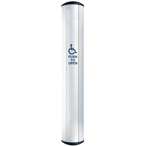 Camden CM-8536/4 CM-85 Series Column Side Load Push Plate Switch, WHEELCHAIR Symbol and PUSH TO OPEN Label, 36\\" x 6\\", Anodized Clear Aluminum