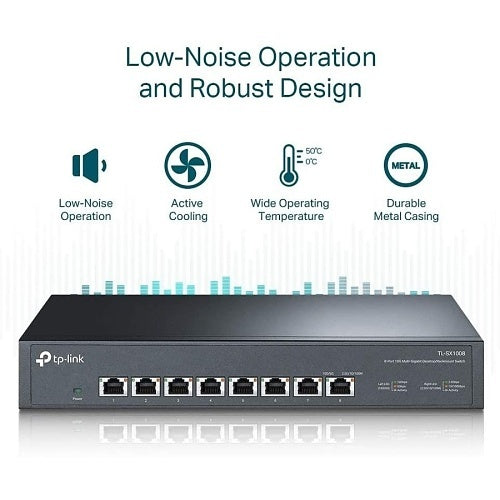 TP-Link TL-SX1008 8-Port 10G Desktop Rackmount Switch, Black