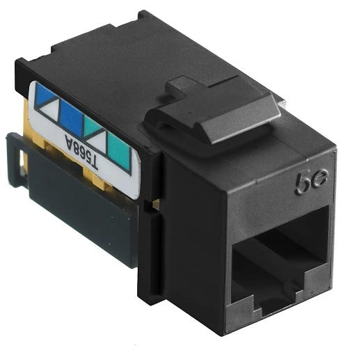 Hubbell NSJ5EBK24 CAT5e Keystone Jack 8POS UNI A/B, 24-Pack, Black