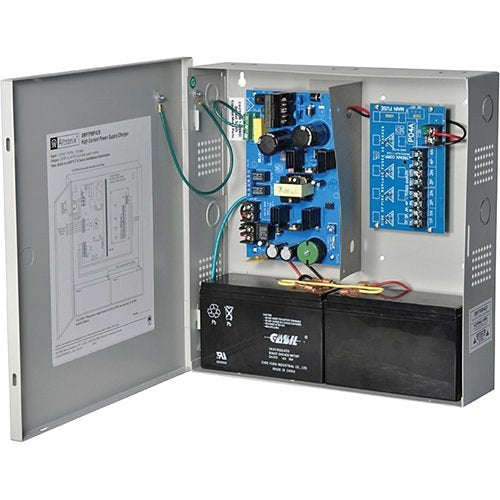 Altronix 4 PTC Outputs Supervised Power Supply/Charger. 12/24VDC @ 6A. Grey Enclosure Image of AX-SMP7PMP4C