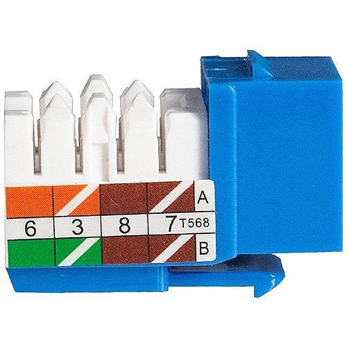 ADI PRO 0E-C6KEYBL10 CAT6 RJ45 Keystone Vertical 8P8C, 10-Pack, Blue