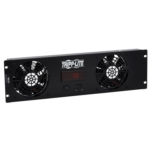 Tripp Lite SRFAN3UTEMP 3U Digital Temperature Sensor with 2x 12VDC High-Performance Fans, Blanking Panel, LCD