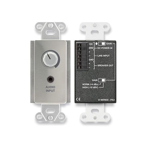 RDL DS-PA3 Series 3.5W Wall-Mounted Audio Amplifier with Inputs, Stainless Steel