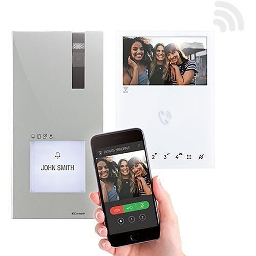 Comelit HFX-7000MW Single Family Kit with Quadra and Mini Hand-Free Wi-Fi SB Image of CU-HFX7000MW