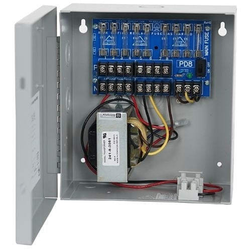 Altronix ALTV248220 CCTV Power Supply with BC100 Enclosure, 8-Fused Outputs, 24/28V AC at 4A, 220V AC