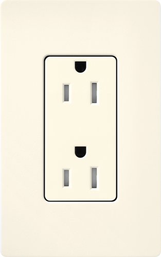 Lutron SCRS-15-TR-BI Claro 15A Tamper-Resistant Duplex Receptacle, Decorator-Style Outlet, Satin Finish, Biscuit