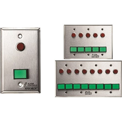 Alarm Controls SLP-2M Momentary Monitor and Control Station, 1/2" Red LED, Green Momentary Push Button, Stainless Steel