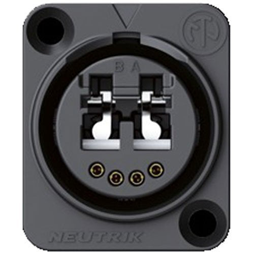 NEUTRIK NO2-4FDW-A opticalCON DUO Chassis Connector with Black Chromium Plating, Solder Contacts and LC-Duplex Feedthrough Socket, IP65, Black