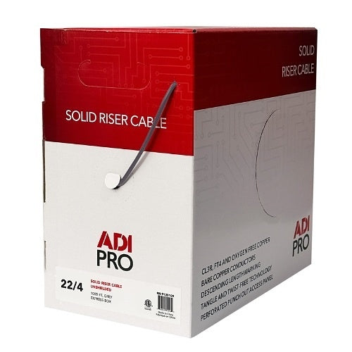 ADI PRO RN-9120109 22/4 Solid Riser Unshielded Cable, CL3R, 1000\' Express Box, Grey