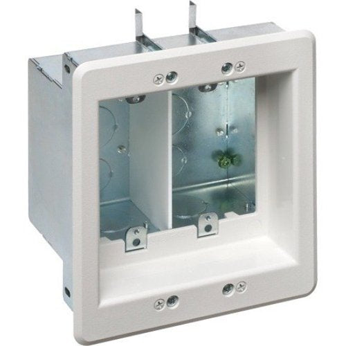 Arlington TVBS505 2-Gang Steel Recessed TV Box, White