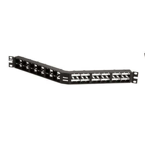 Panduit CPPA48HDWBLY Mini-Com 48-Port Angled High Density Modular Patch Panel, 1RU, Black