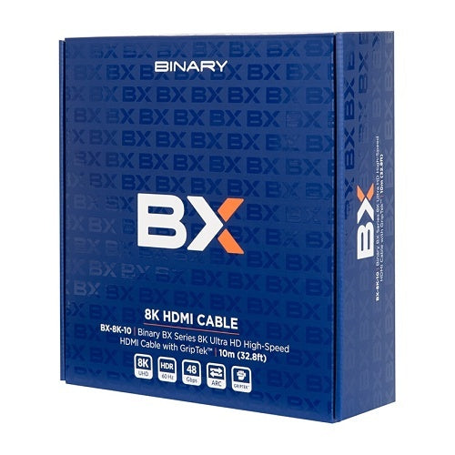 Binary BX-8K-10 BX Series Active 8K Ultra HD High Speed HDMI Cable with GripTek, 32.8\' (10m)